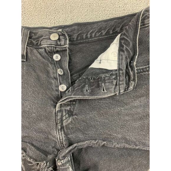 Levi’s 501 Cutoff Shorts Women 27 Black Frayed Hem Button Fly Five Pocket - Picture 10 of 10